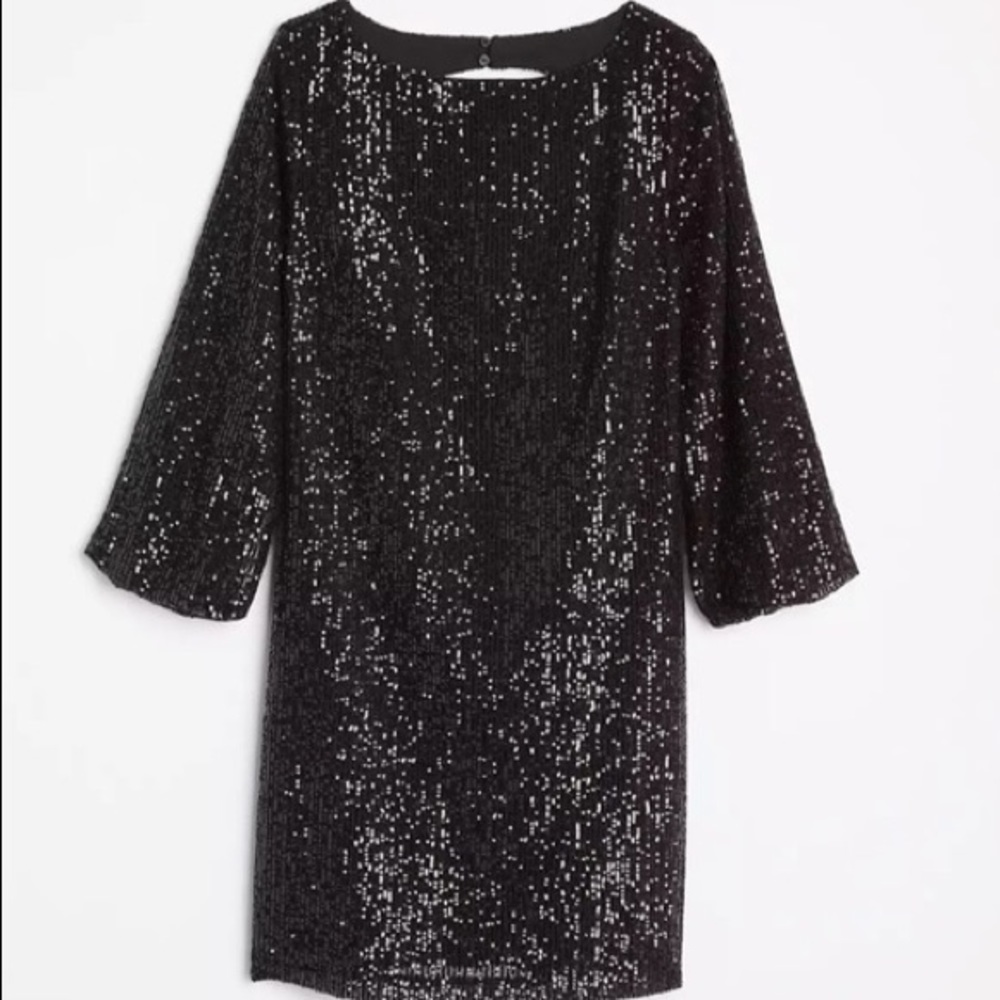 LOFT black sequin dress